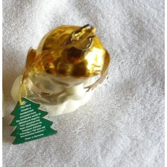 Whitehurst Blown Glass Angel Christmas Ornament Germany Cloud White Gold Glitter - Picture 9 of 10